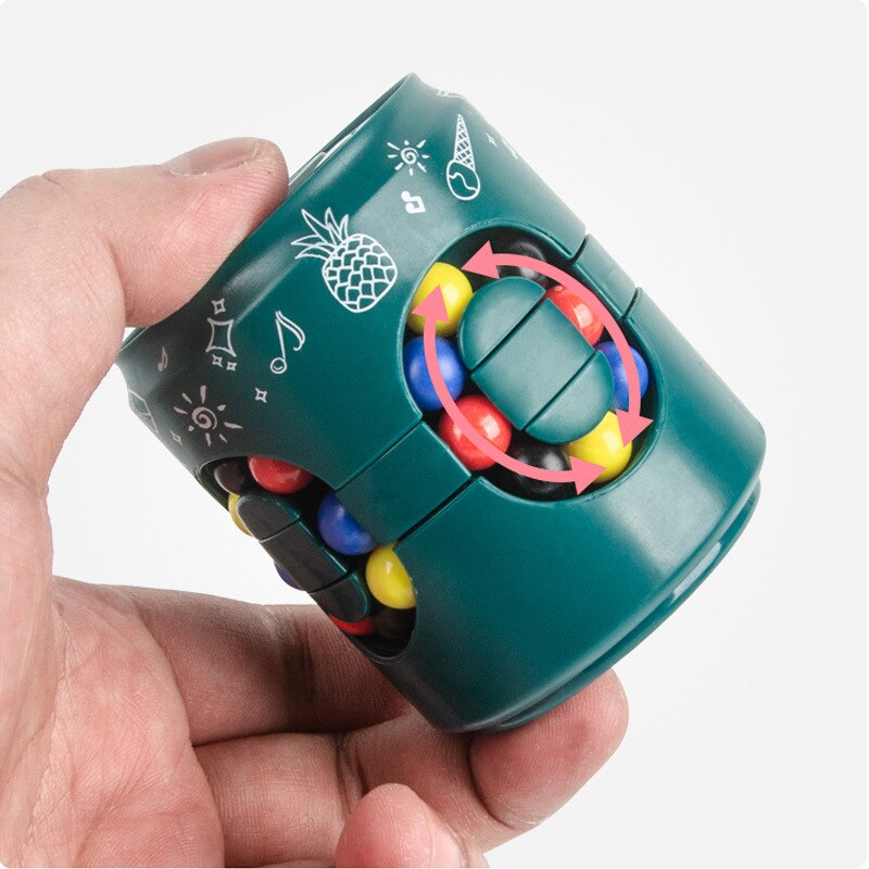 Fidget Rotatable Colorful Magic Cube Decompression Toys Children and Adult Reversible Educational Toys Magic Bean for Kids