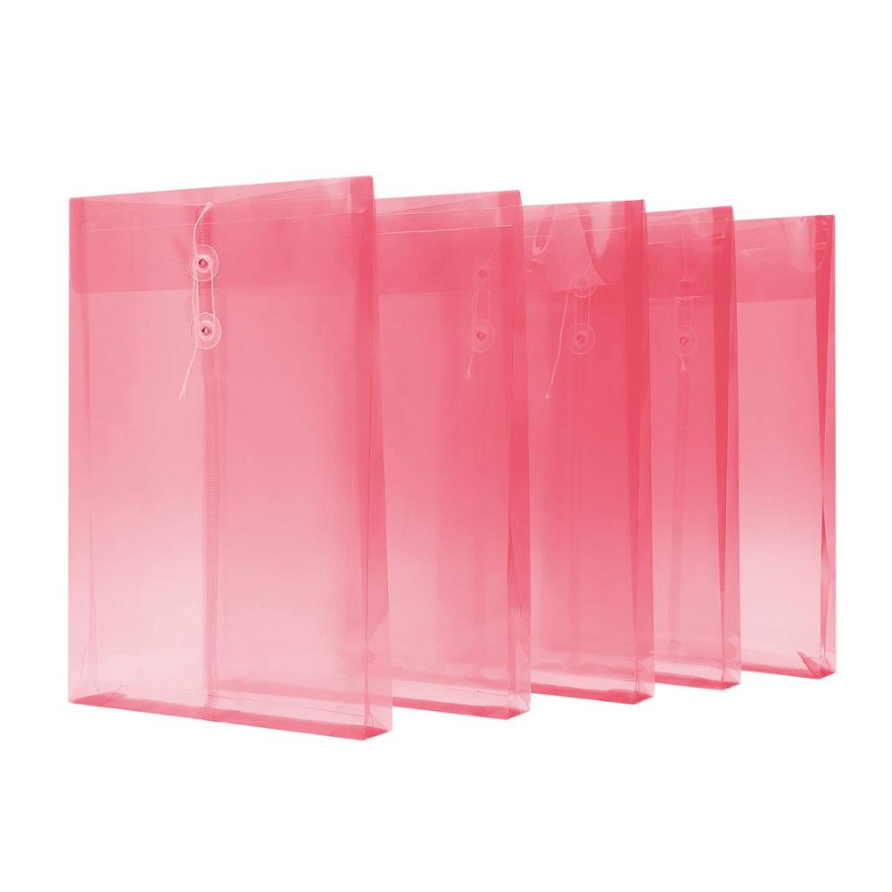 A4 File Document Button Closure Folder Bag PP Plastic Bags Waterproof Organizer Storage Stationery Punch Office School Supply