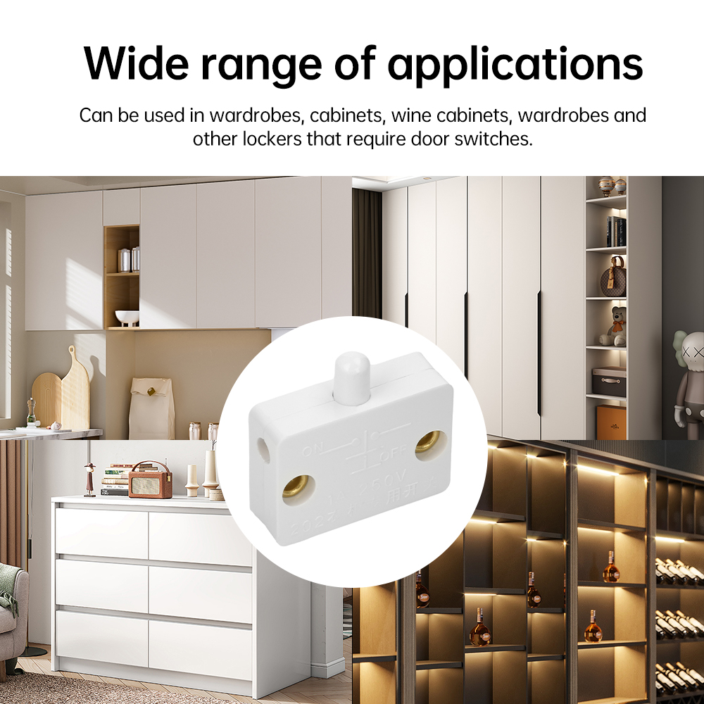 1A 250V Automatic Reset Switch Closet Cabinet Light Switch Household Cabinet Door Control Switch Wardrobe Light Switch