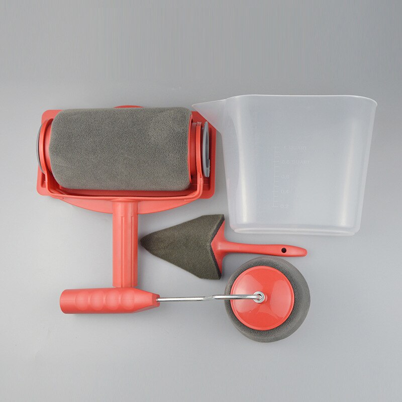 8pcs Wall Decorate Painting Roller Brush Set Paint Runner Pro Brush Kit Multifunctional House Paint Rollers Runner Pro Tools Set: 5pcs Seamless red