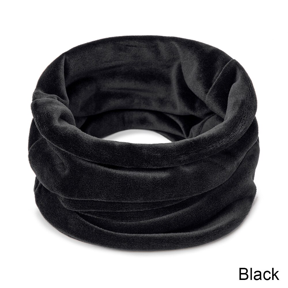 Gruppe hoppe kvinders efterår vinter tørklæde afslappet ring strikket ring tørklæde til mænd ensfarvet blød hals tørklæde halstørklæde: Sort