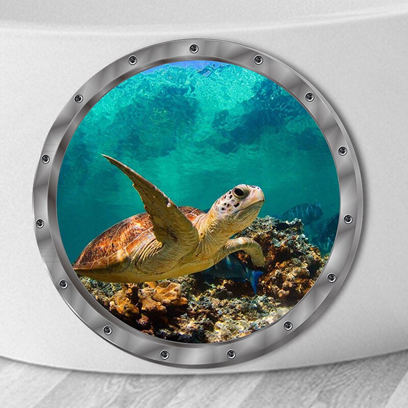 29x29cm Unterwasser Fisch Zauberstab Aufkleber Wasserdichte Delphin Schildkröte Aufkleber Für Waschmaschine Dekoration Für Schlecht Abziehbilder PVC