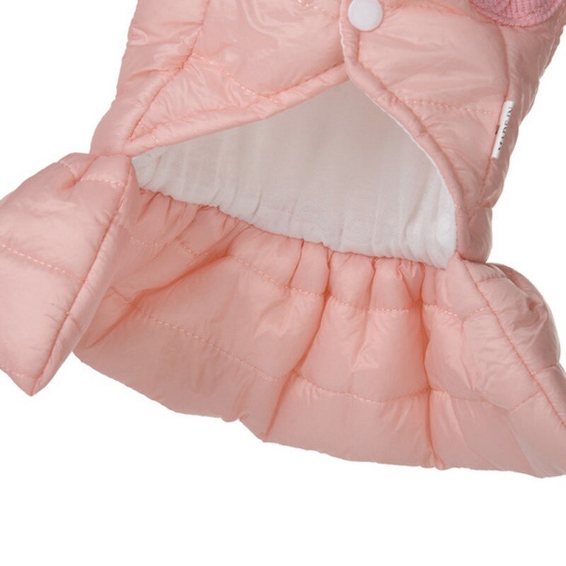 Pet Dogs Girls Dog Dresses Warm Two-leg Costume For Autumn Winter Puppy Cotton Dress