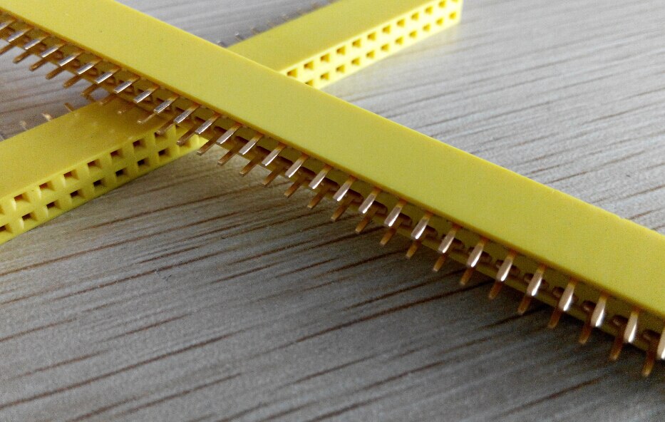 5pcs double row seat female 2*40PIN 2*40P 2.54 mm pitch vertical pin Needle Base Socket Yellow copper plated gold