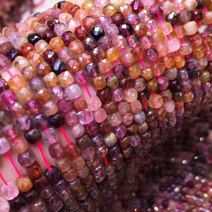 Natural colorful spinel hand cut faceted square bedas for needlework bracelet DIY necklace bijoux perles special kralen jewelery