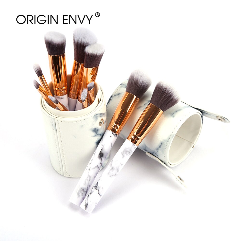 ORIGIN ENVY 10 Pcs makeup brush Set tools Powder Foundation Eyeshadow Lip Eyeliner Blush Marble Face Makeup Brushes
