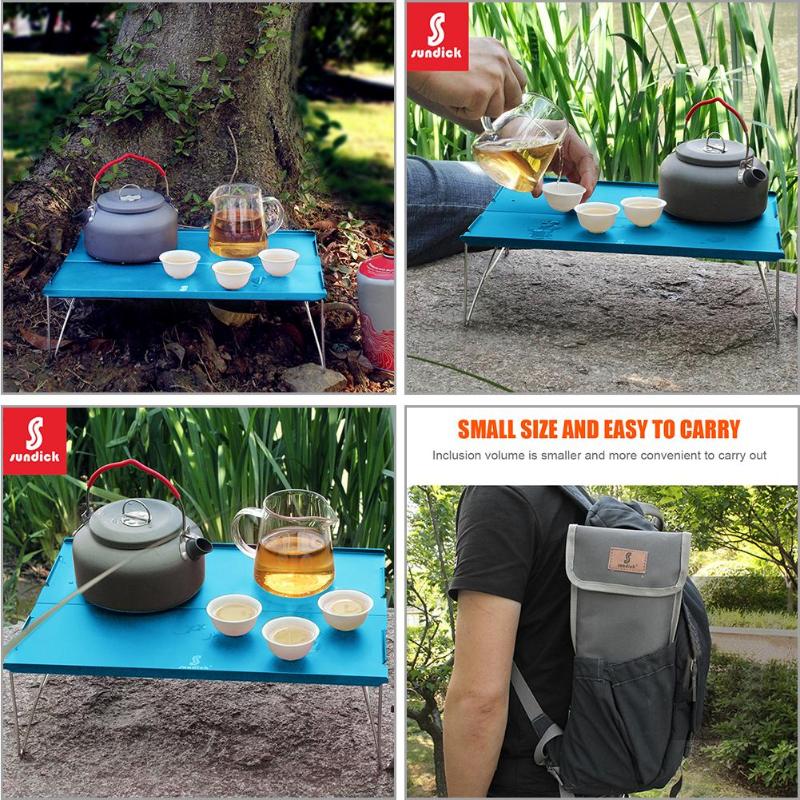 Durable Camping Tables Multi-function For Outdoor Camping Foldable Table Aluminum Alloy Portable Tea Table Desk Blue