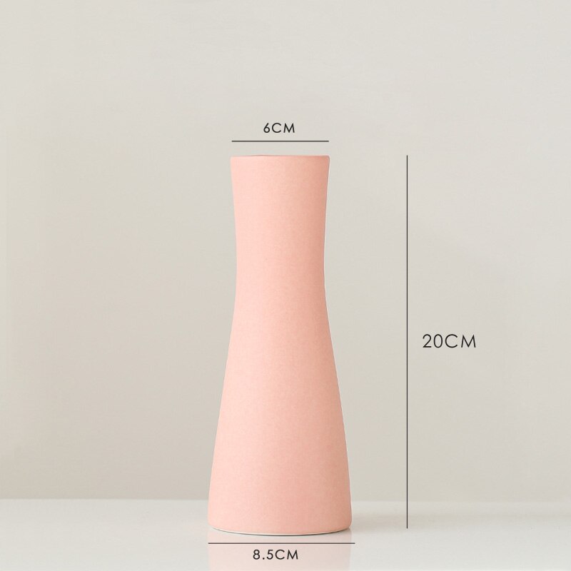 Moderné biele keramické vázy čínsky štýl jednoduchá keramika a porcelánové vázy na umelé kvety ozdobné figúrky: Ružová