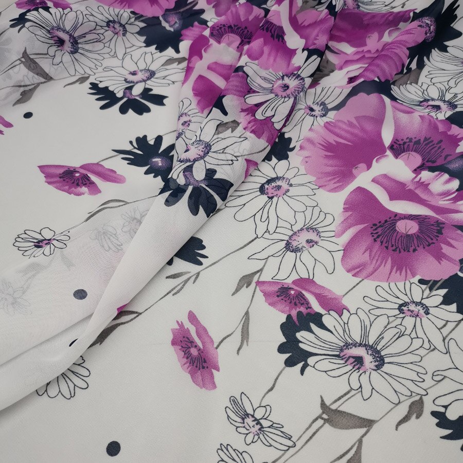 Posicionamiento imprimir tela de Chifón con flores estilo chino ciruelo de impresión antigua falda Cosplay vestido de pañuelo de tela
