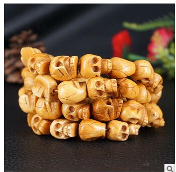 Echt Natuurlijke Enorme Tibet Bone Skull Boeddhistisch Gebed Kralen Mala Ketting 108 Bead12-13mm Breed Man Sieraden Hand String Armband