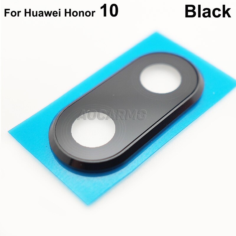 Aocarmo Voor Huawei Honor 10 /10 Lite Belangrijkste Camera Lens Rear Back Camera Lens Glas Met Frame Ring Cover sticker: 10 --Black