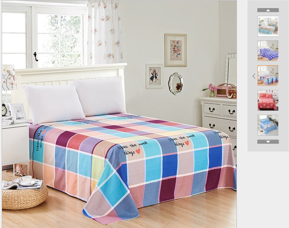 Drap housse couleur florale Twin pleine reine roi coton drap housse 4 taille chaude: Bleu / 200cm * 230cm