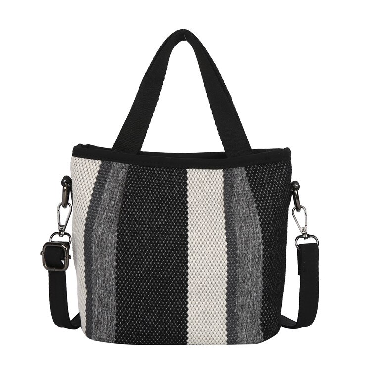 2022 nova feminina crossbody sacos de ombro bolsas femininas alta qualidade algodão linho senhoras alta qualidade totes bolsas: Preto