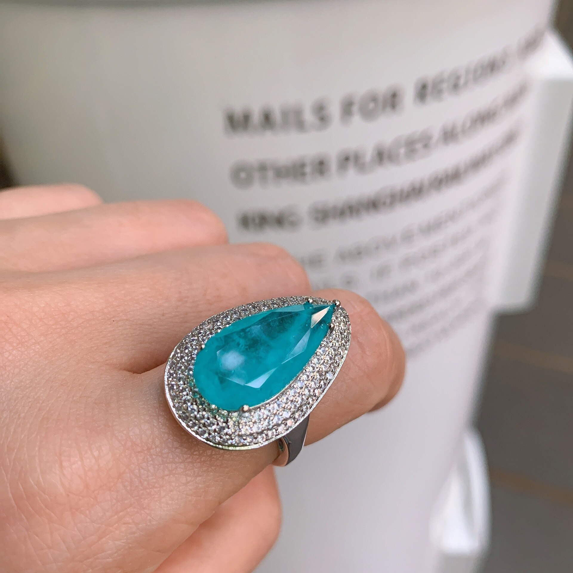 RUZZALLATI Zarte Wasser Tropfen Paraiba Turmalin Natürliche Brasilianische Schmuck Silber Farbe Hochzeit Engagement Braut Schmuck einstellen