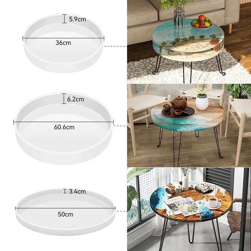 60cm oceano grande redondo retângulo mesa resina molde oversize mesa redonda ornamentos rio mesa molde de silicone fundição de resina fazendo