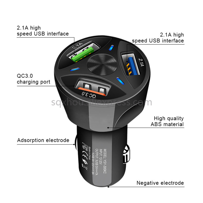 10 stück/set 4 -port-usb-autoladegerät mit 48w schnelllade- und 7a mini-schnellladeanschlüssen für iphone 11 , xiaomi und huawei handys.