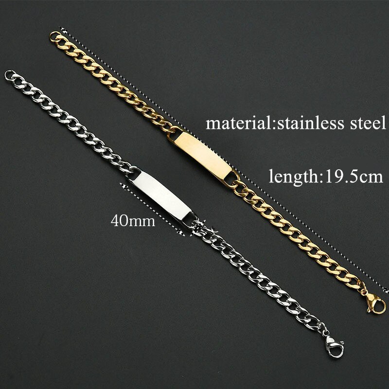 Trendy Chain Mannen Armband Eenvoudige Rvs Charm Link Cubaanse Ketting Armband Voor Mannen Sieraden