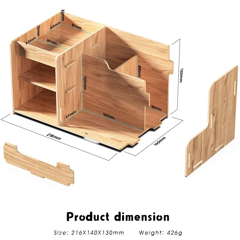 Pen holder Nordic ins storage box creativity office,desk stationery box wooden large capacity rack wooden book box