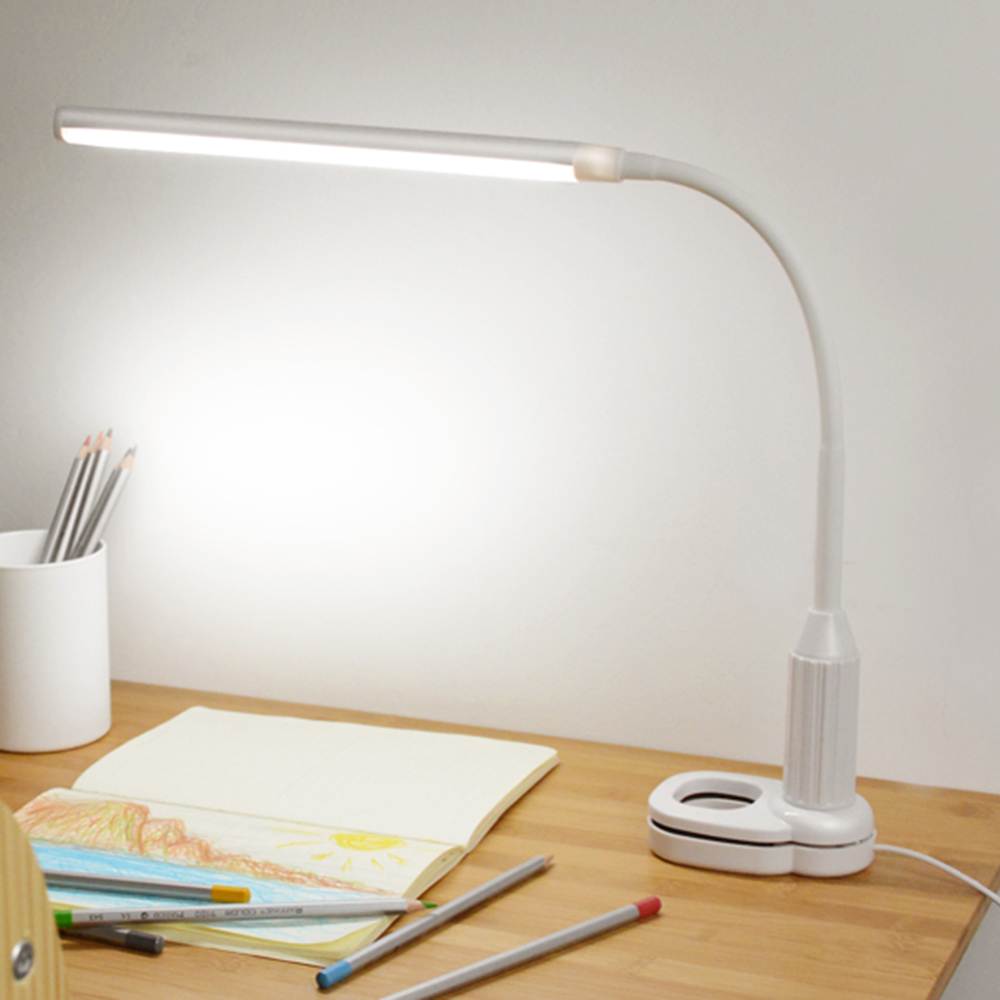 Lámpara de lectura para escritorio 5W 24 LEDs, abrazadera de protección para ojos, lámpara de mesa con Clip, lámpara de mesa regulable sin escalonamiento, Control de Sensor táctil alimentado por USB