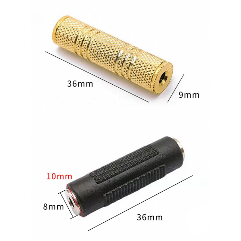 2 st. 3.5mm to 3.5mm honkontakter stereokontakt adapter ljudkabelförlängning för  mp3 dvd-hörlurar bil-aux