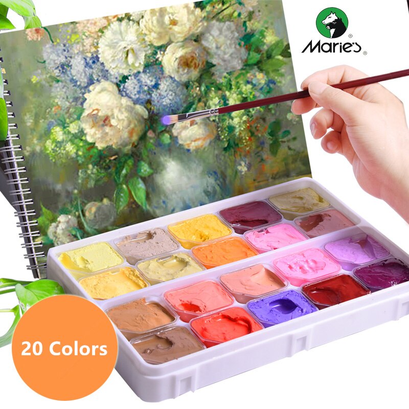 Acuarelas Gouache profesionales, 20 colores, 30ml, único de taza de gelatina, pintura Gouache para artistas, estudiantes, suministros de arte