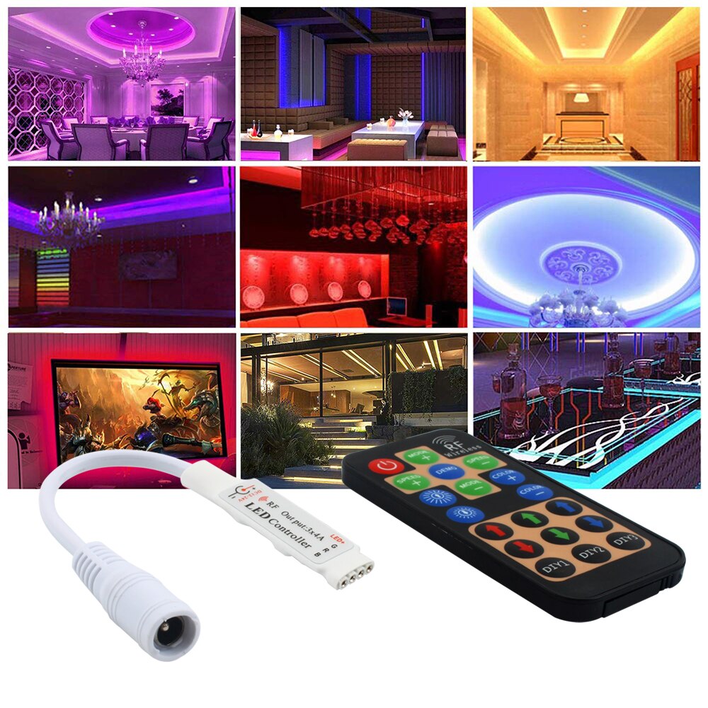 Led RGB Remote Controller DC12-24V 17key RF Wireless Controller With 4pin Female DC For 5050 12A RGB Led Strip Tape Lighting