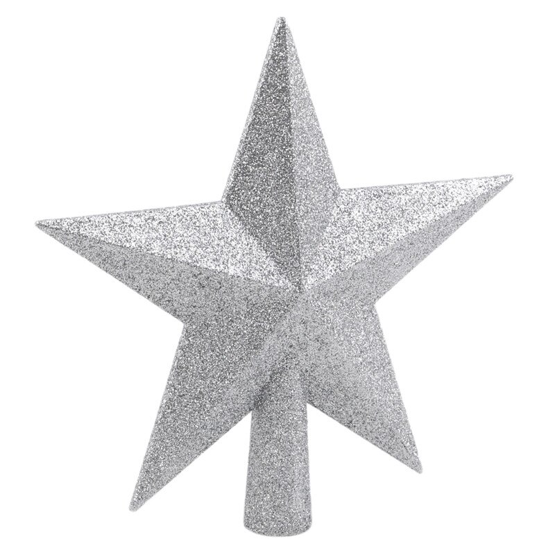 15/20cm Gold Star Christmas Tree Top Star 3D Five-point Star Christmas Home Table Topper Xmas Decoration Merry Christmas: silver 20cm