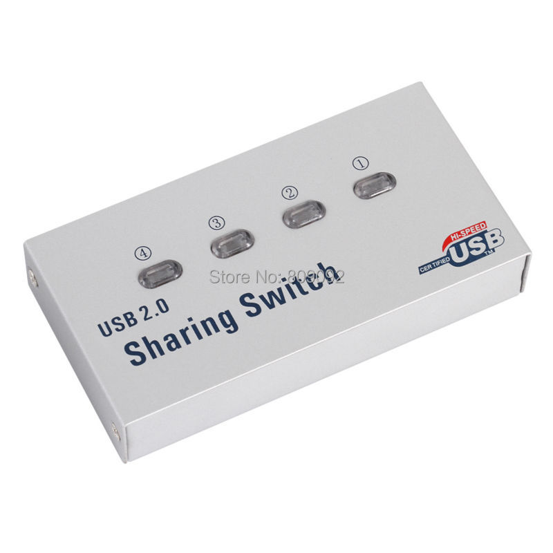 4 Ports USB 2.0 Sharing Switch 4 in 1 Out USB Switcher Adapter Box Selector Box USB Hub for PC Scanner Printer Copier Plotter