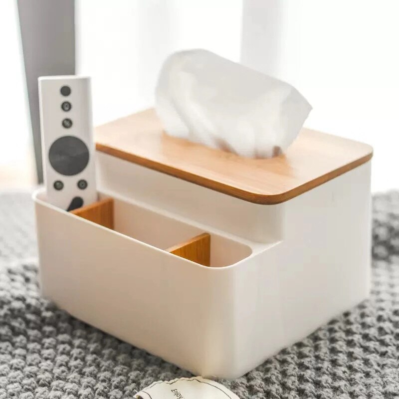Huis Keuken Tissue Doos Houten Plastic Servet Houders Multifunctionele Tissue Buis Cosmetische Afstandsbediening Opbergdoos