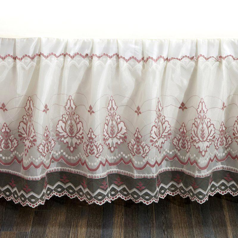 45 Romantische Bloei Patroon Effen Kleur Bed Rok Antislip Dust Ruffle Queen Size Sprei Bed Rok #/L
