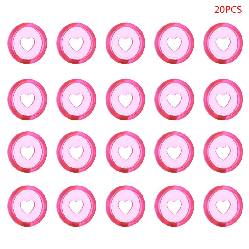 20pcs 24mm Transparent Heart Binder Rings Mushroom Hole Loose Leaf Notebook Disc 090F
