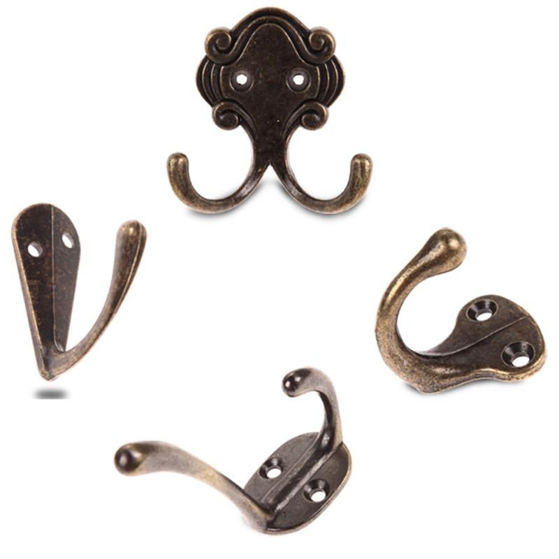Ganchos antiguos Vintage de puerta de aleación de Zinc para ropa abrigo sombrero bolso colgador de toallas Gancho Doble Retro para pared de baño