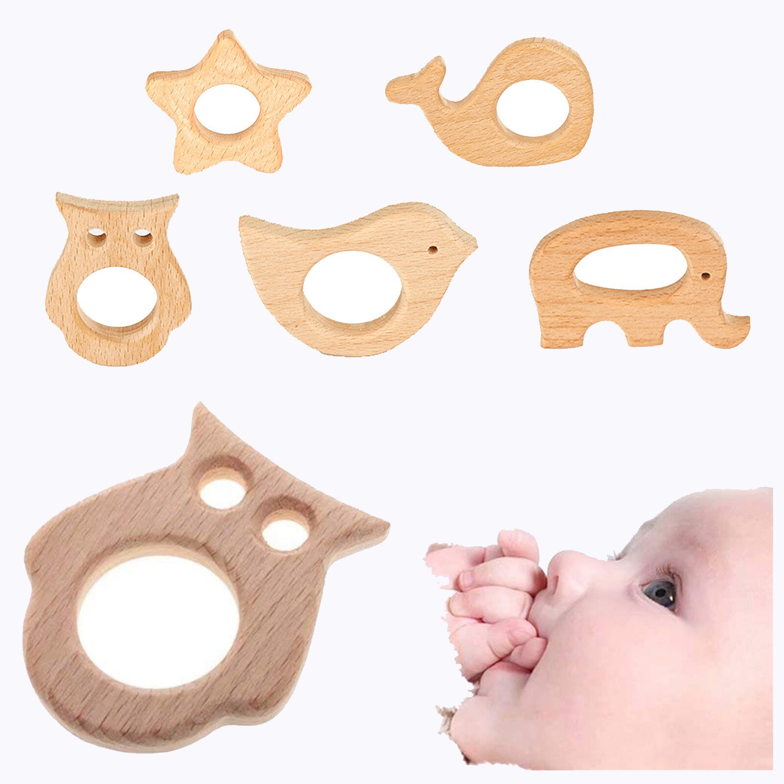 Een Verscheidenheid Van Schattige Dieren-Vormige 5Pc Kinderen Houten Dierlijke Speelgoed Van Verschillende Vormen Babys Gum Speelgoed taai Kinderspeelgoed