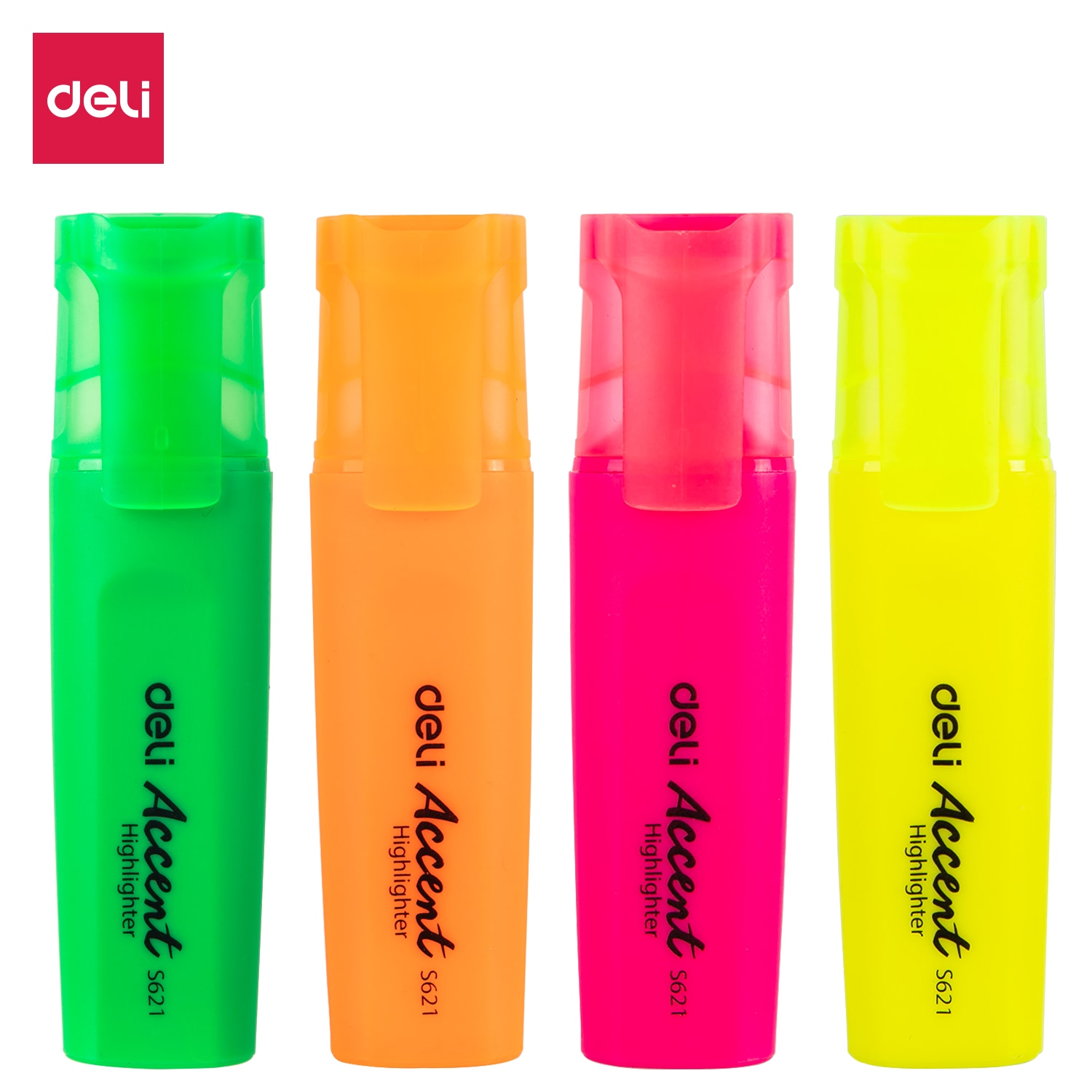 Deli Markeerstift Marker Pen Geel Roze Oranje Groen Kleuren 4 Stks/set 1-5Mm Tip Heldere Kleur Hoogtepunt Pennen briefpapier