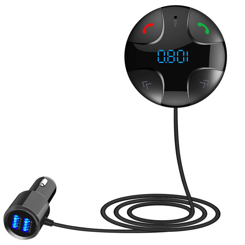 Wireless Bluetooth 4.2 Handsfree Car Kit FM Transmitter Vehicle MP3 Player Dual USB Charger