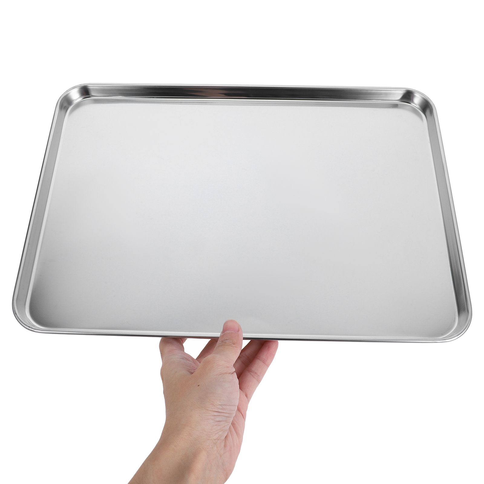 Bandeja de fideos de arroz de acero inoxidable, plato Rectangular de 35x25x1 5cm para barbacoa, almacenamiento de alimentos, bandejas para servir, decoración de cocina