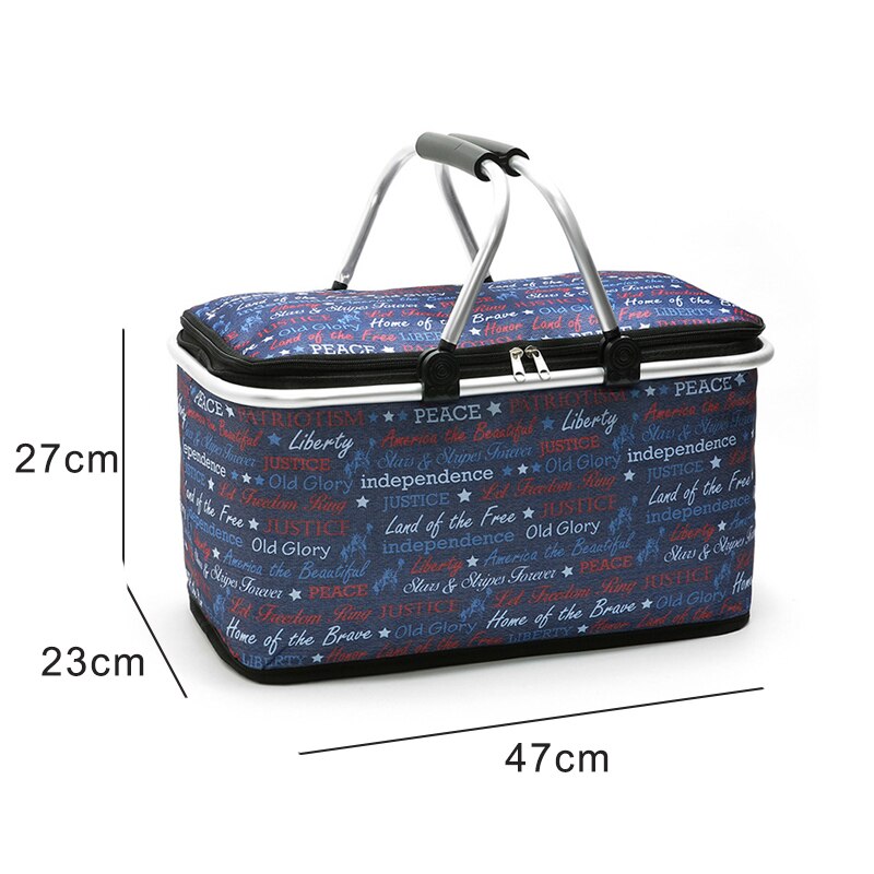Large Size Insulated Picnic Basket Collapsible for Easy Storage - Take it Camping Family Vacations Keeps Food Cold
