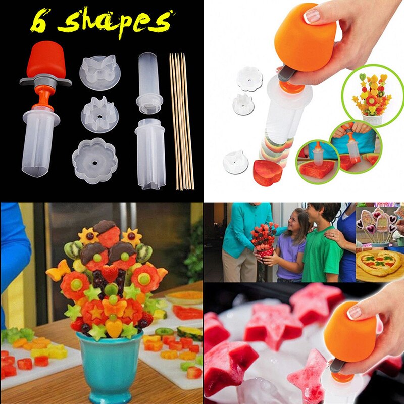 1set Fruit Cake Cutting Vegetable DIY Push Pop Shaper Cutter Food Decor Tools Food Decorator Kitchen Gadgets Accessories Tools