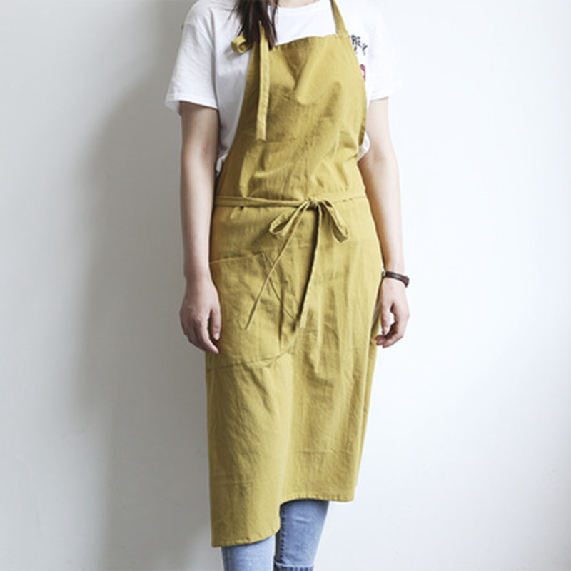 Delantal de cocina para mujer, chaleco antiincrustante, accesorios de limpieza del hogar, delantal de trabajo con bolsillo: Yellow