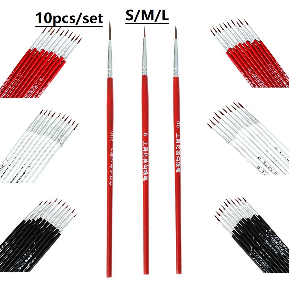 10 stk / sæt maleri pen fin håndmalet tynd krog linie pen tegning kunst pen maling pensel nylon pensel kunstforsyninger