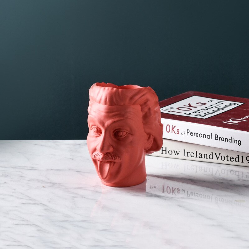 Art visage humain Vase tête humaine Vase Portrait Pot de fleur porte-stylo réservoir de stockage Arrangement de fleurs scientifique Statue ornement: Orange
