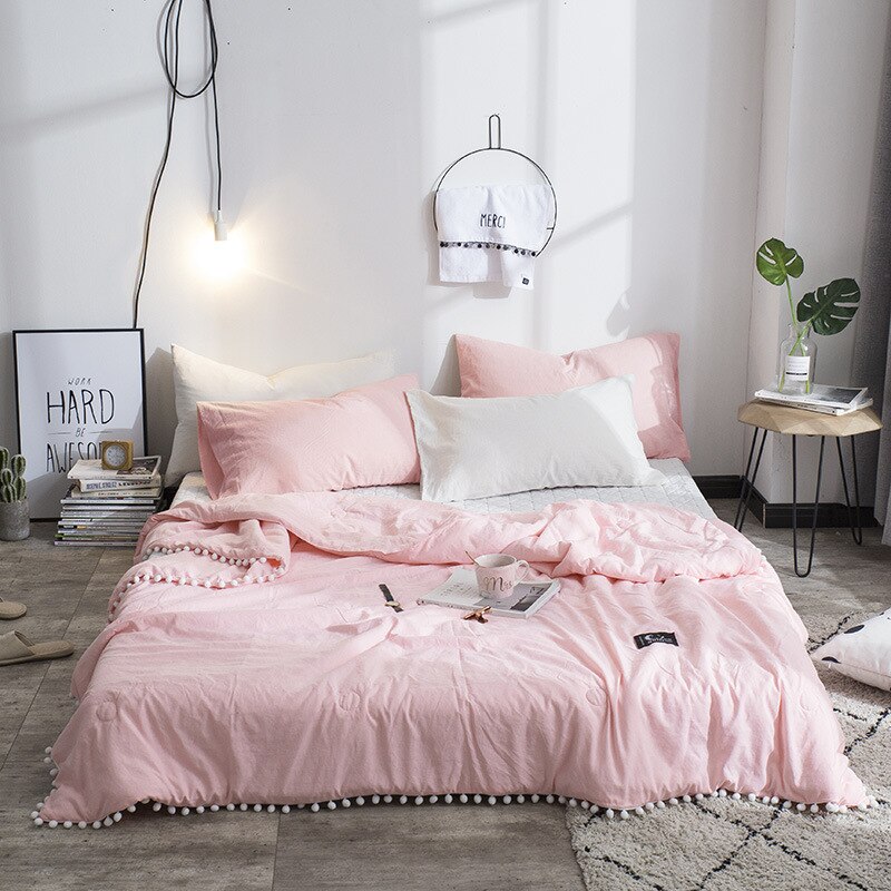 Vasket bomullsdott ensfarget enkelt dobbeltdyne studenthybeldyne sommerdynekjerne sommerdyne klimaanlegglb 53001: 150 x 200cm / Rosa
