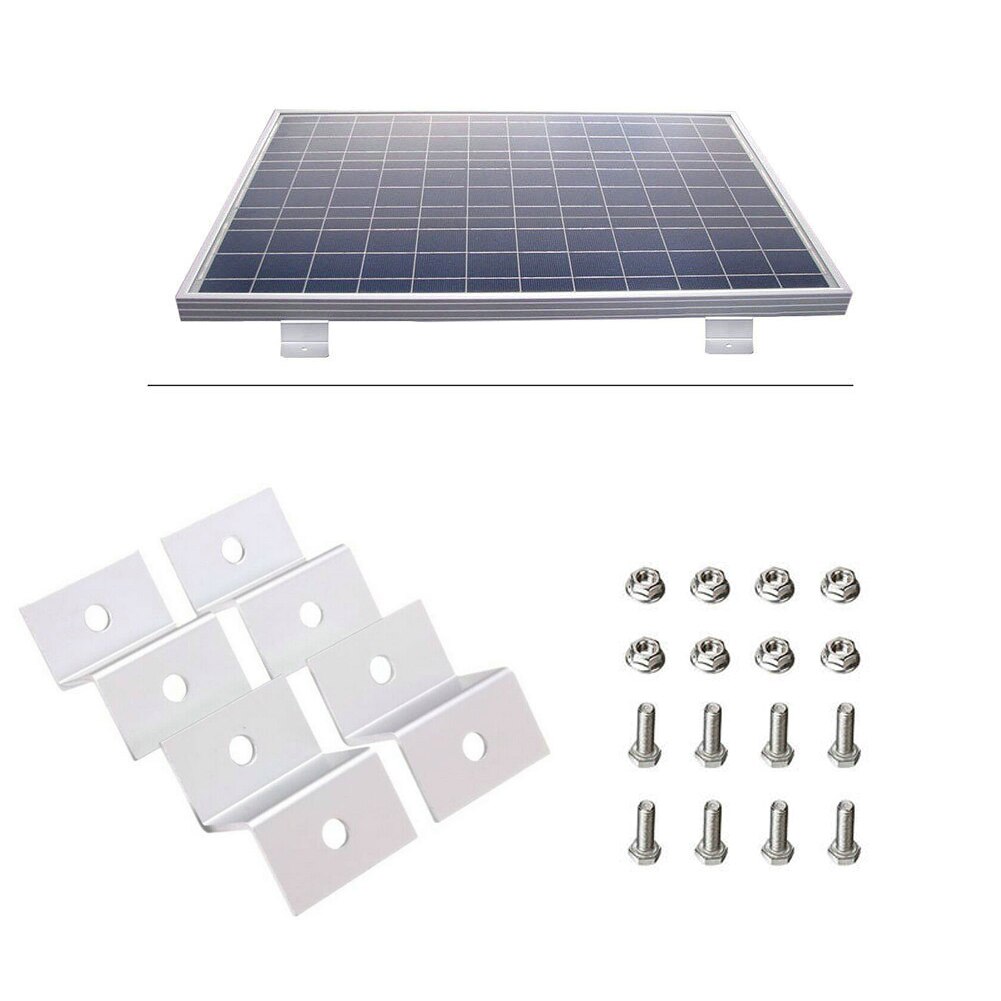 4pcs Z Shape Metal Solar Panel Mounting Brackets 2 Hole with Hardware for RV House Boat Solar System Installation Accessories