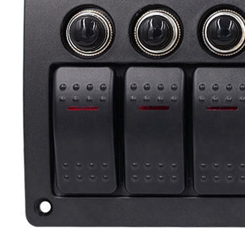 Boat Car Marine Rocker Switch Panel 8 Gang 3PIN &amp; Circuit Breaker Overload Protection Waterproof LED Switch Panel