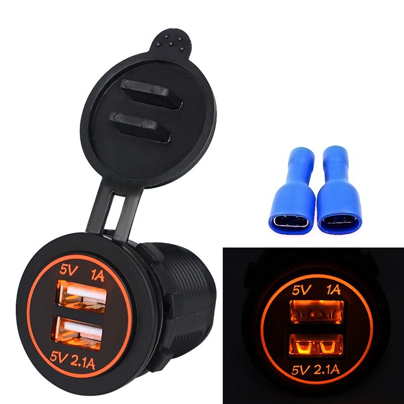 Chargeur USB universel pour moto et bateau | modèle, chargeur de voiture, double chargeur USB avec 3. 1a charge rapide pour camions automobiles, dispositif USB pour bateau: Orange
