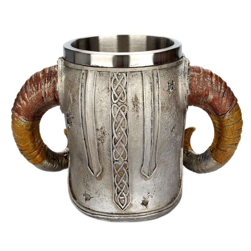 450ml 3D Skull Horn Knight Cool Stainless Steel Cup Coffee Cups and Mugs Coffee Mugs Halloween Bar Cup Drinking Tumbler