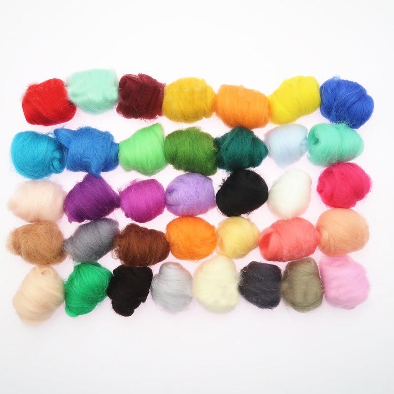 36 kleur/set Merino Wol Fibre Roving Voor Naaldvilten Hand Spinning DIY Fun Pop Handwerken Ruwe Wolvilt poke 3 g/zak