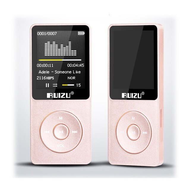 RUIZU X02-reproductor de Mp3 ultradelgado, Usb, 4GB, 8Gb, 16GB, almacenamiento, pantalla de 1,8 pulgadas, 80h, Radio Fm, E-Book, reproductor de música: pink / 4 GB