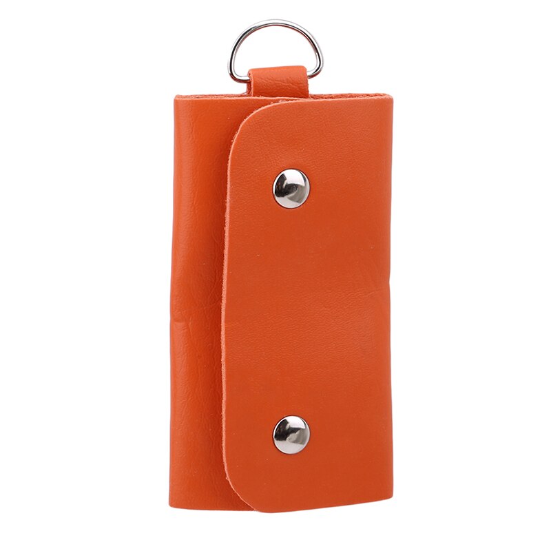 1 pc bærbare læder husholderske indehavere bil nøglering nøgleholder taske taske unisex tegnebog dæksel enkel opbevaringstaske i farve: Orange