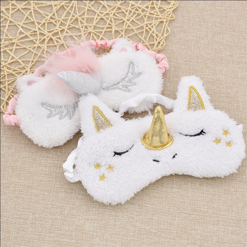 Cute Sleep Unicorn Mask Eye Shade Cover for Girl Kid Teen Blindfold Sweet Fairy Cute Lovely Unicorn Eye Mask 3D Horn
